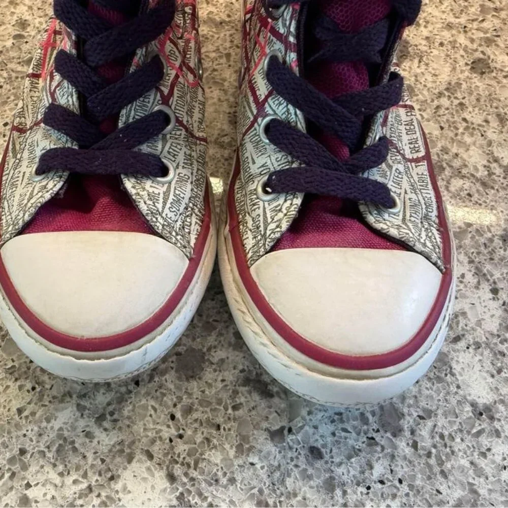 Converse Chuck Taylor Party Pink and Purple Hi Tops with Tulle-Junior Size‎ 12